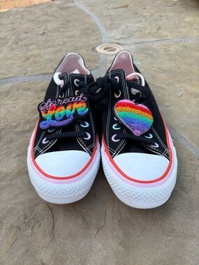 Rare Converse Pride Sneakers with Rainbow Heart Charms